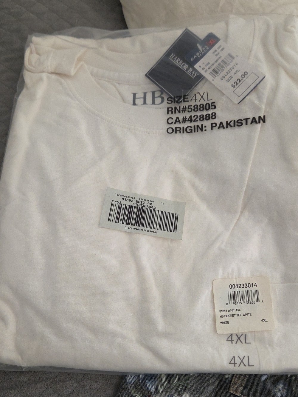 Harbor Bay 4XL White Short Sleeve Pocket Tee